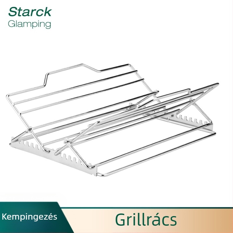 Rozsdamentes acélból készült kültéri grill nyársakhoz és csirkéhez, összecsukható, kempingezéshez és háztartási használathoz