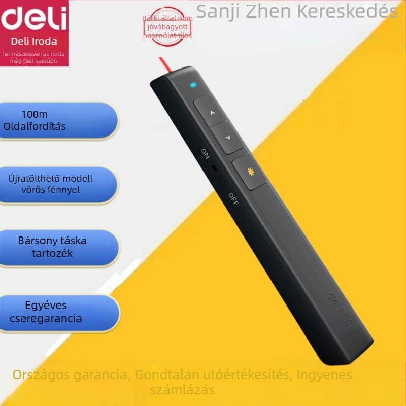 Deli vezeték nélküli PPT előadó tollal oldalváltó toll és lézerpointer (műanyag, 2808PL)
