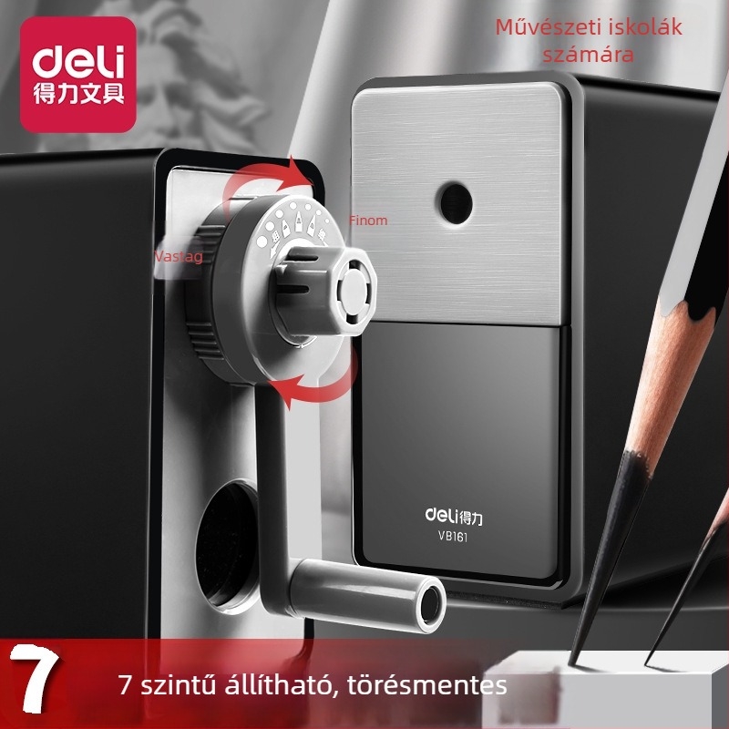 Deli VB161 Kézi ceruzahegyező vázlatokhoz – fémtestű kivitel, geometrikus kialakítás