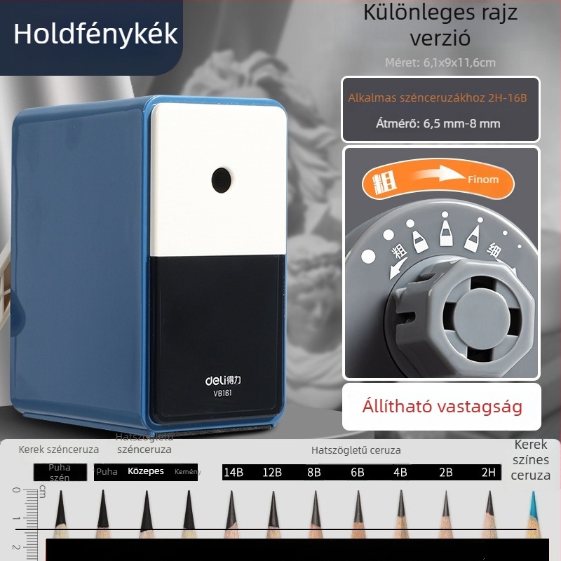Deli VB161 Kézi ceruzahegyező vázlatokhoz – fémtestű kivitel, geometrikus kialakítás