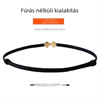 PU bőr derékszíj ruhákhoz, Anyag: PU bőr, Sıtá: ötvözet, Zár: Kampó, Szélesség: vékony (<2 cm), Stílus: Édes