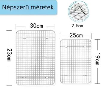 304 rozsdamentes acél hálós grillrács, szélvédett, megerősített tapadásmentes felület, hordozható és többfunkciós