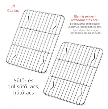 304 rozsdamentes acél hálós grillrács, szélvédett, megerősített tapadásmentes felület, hordozható és többfunkciós