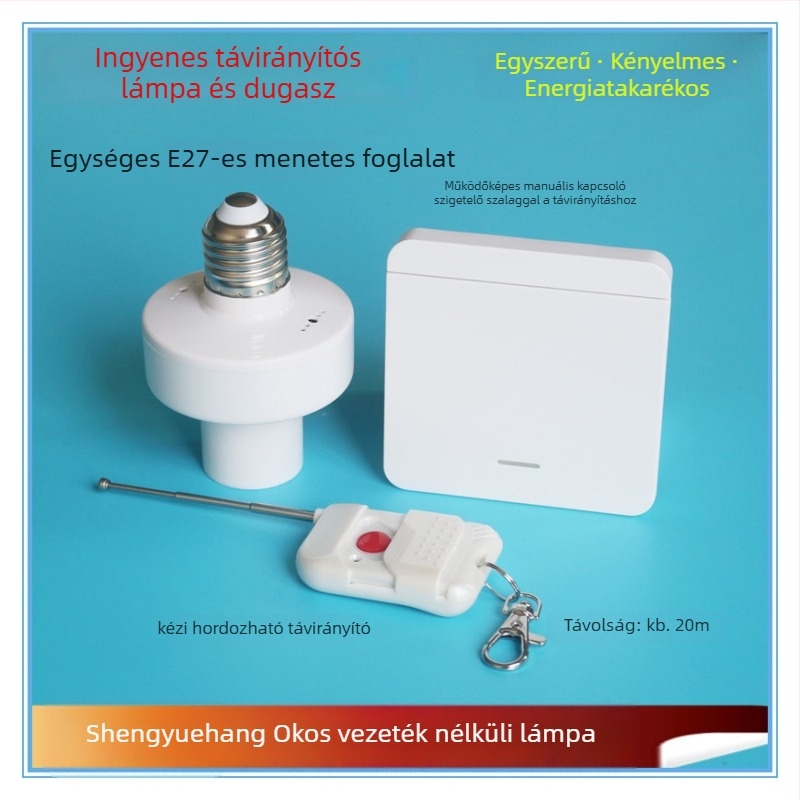 Joyful Navigation Vezeték nélküli távirányítós lámpatartó kapcsoló — működési hőmérséklet -20 °C-tól 65 °C-ig; alkalmas otthoni és kereskedelmi felhasználásra; távirányító kapcsoló.