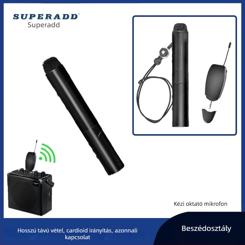 KX802 konferenciás mikrofon beépített akkumulátorral, üzemidő 3–6 óra, SNR ≥75 dB, méretek 19.5×4×2 cm