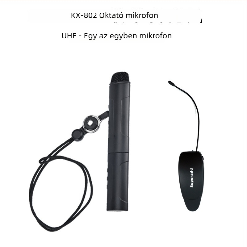 KX802 konferenciás mikrofon beépített akkumulátorral, üzemidő 3–6 óra, SNR ≥75 dB, méretek 19.5×4×2 cm