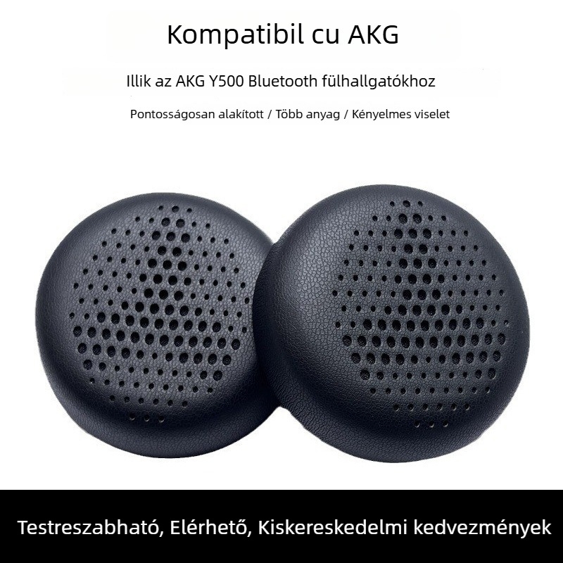 AKG Y500 fülhallgatóhoz tok, anyag: fehérje bőr, OEM gyártás, kompatibilis AKG fülhallgatókkal