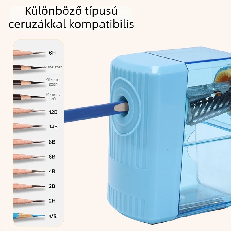 Ceruzahegyező — Femili, műanyag, kézi működtetés, geometriai forma, átlátszó test
