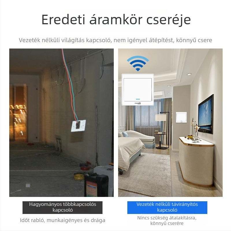 Vezeték nélküli távirányítós kapcsoló 220V-os háztartási világításhoz, típus: egycsatornás távirányítós kapcsoló, modell: Remote control switch