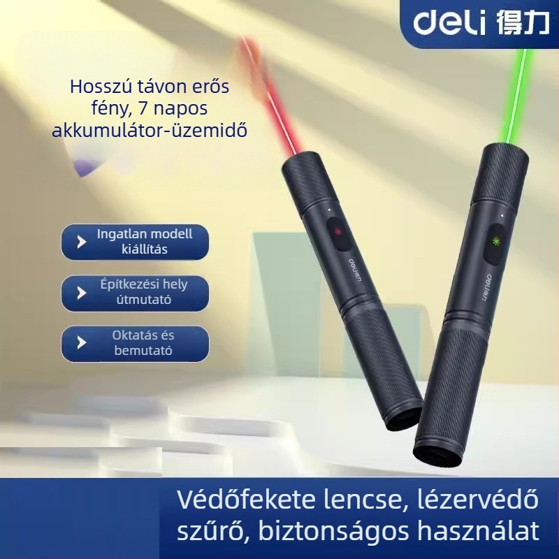 Töltővel működő lézerpointer (200 m hatótávolság, Deli)