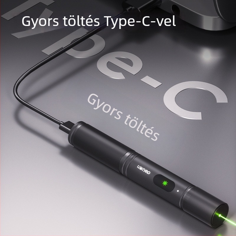 Töltővel működő lézerpointer (200 m hatótávolság, Deli)