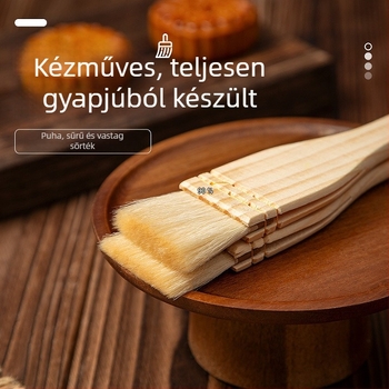 Fából készült fogantyújú gyapjúszálas ecset sütéshez és grillhez, nem hullik a szál, kis olajos ecset, Mooncake tojásos kenéséhez