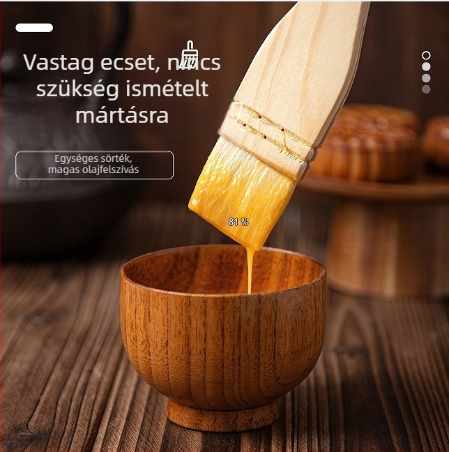 Fából készült fogantyújú gyapjúszálas ecset sütéshez és grillhez, nem hullik a szál, kis olajos ecset, Mooncake tojásos kenéséhez