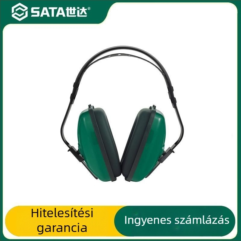 Fejre szerelhető fülvédő ipari minőségű anyagból, hangszigetelés és zajcsökkentés, belső hangszigetelő szivacsos bélés, gyári környezethez