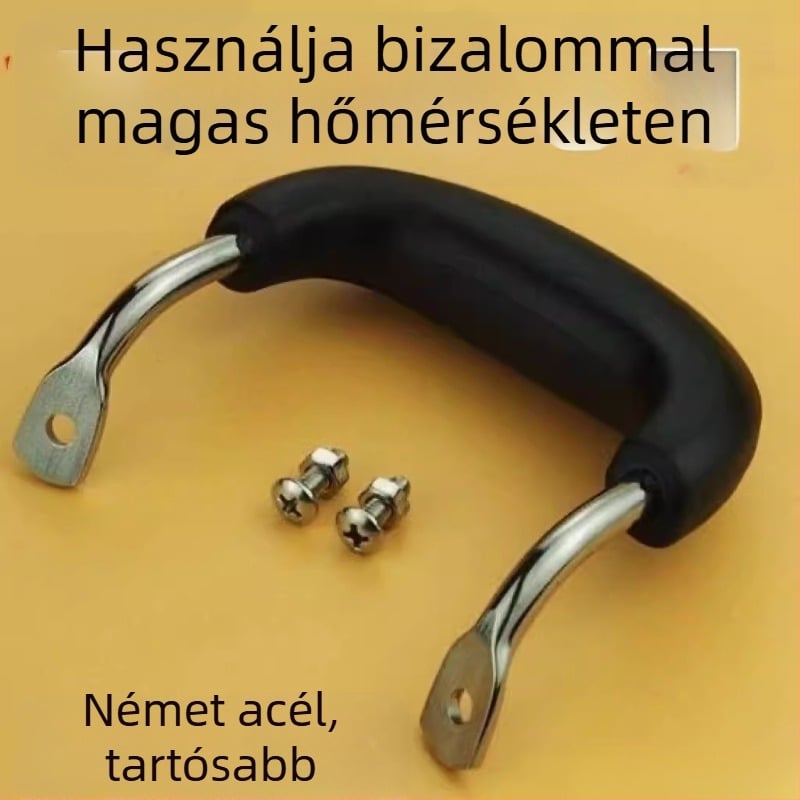 Sütőserpenyő fogantyúja, fa, égésvédett, hőálló, dupla lyukas kialakítású vas serpenyőkhöz