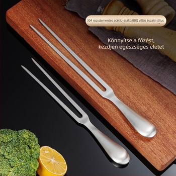 Tianqi 304 rozsdamentes acél U‑alakú grillszúró – vastagított háztartási húsvilla steakhez és báránycomhoz