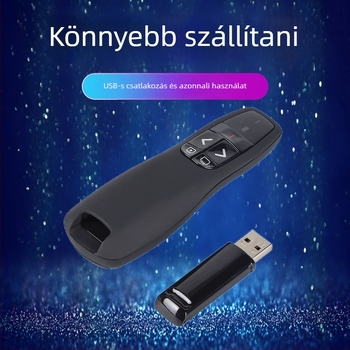 2.4G oldalváltó toll lézerpointerrel PPT előadásokhoz, oktatáshoz és beszédekhez — Tencenta Márka, lézer távolság 50 m, hullámhossz 5 nm, AAA elem