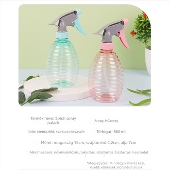 Műanyag öntöző kanna permetezővel, 500 ml, hordozható, otthoni kerthez