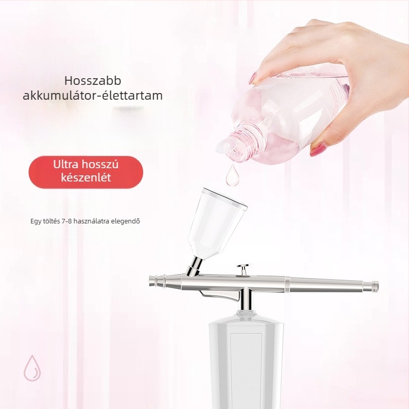 Kézi hordozható oxigéninfúziós készülék, nagynyomású hidratáló permetező, otthoni szépségápolási eszköz, arcbőr nanohidratáló technológiával és fotonos bőrfelújító technológiával