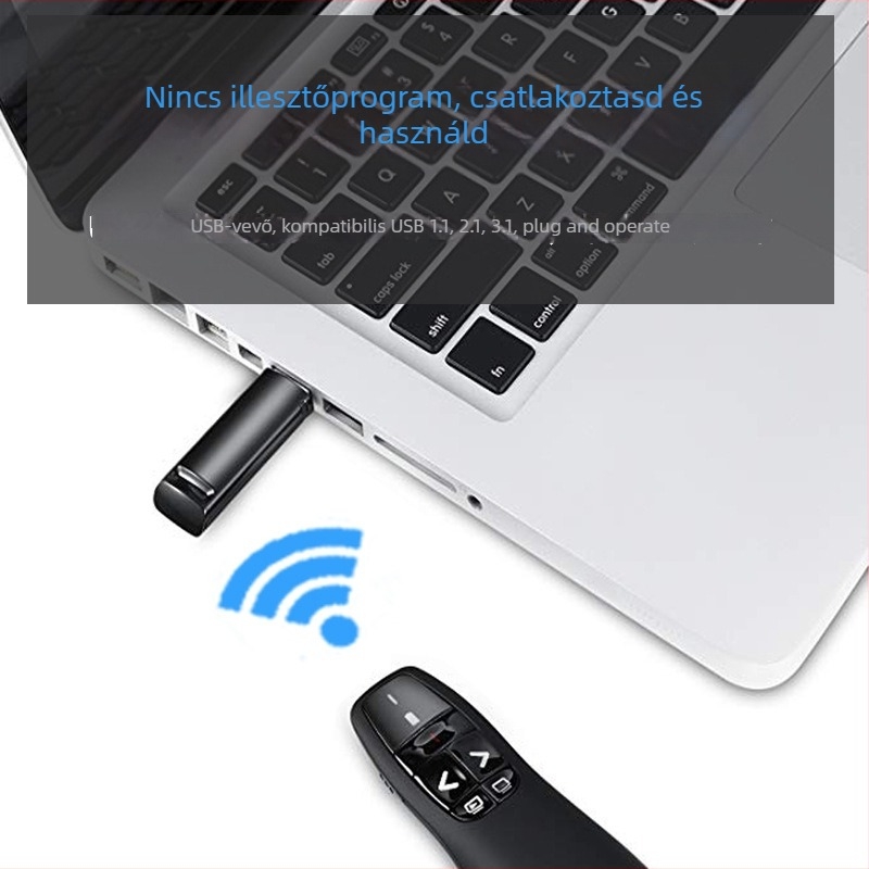 Lézeres oldalváltó toll PPT prezentációhoz – USB, Plug & Play, ABS anyag, Nyomtatott logó, Testreszabás
