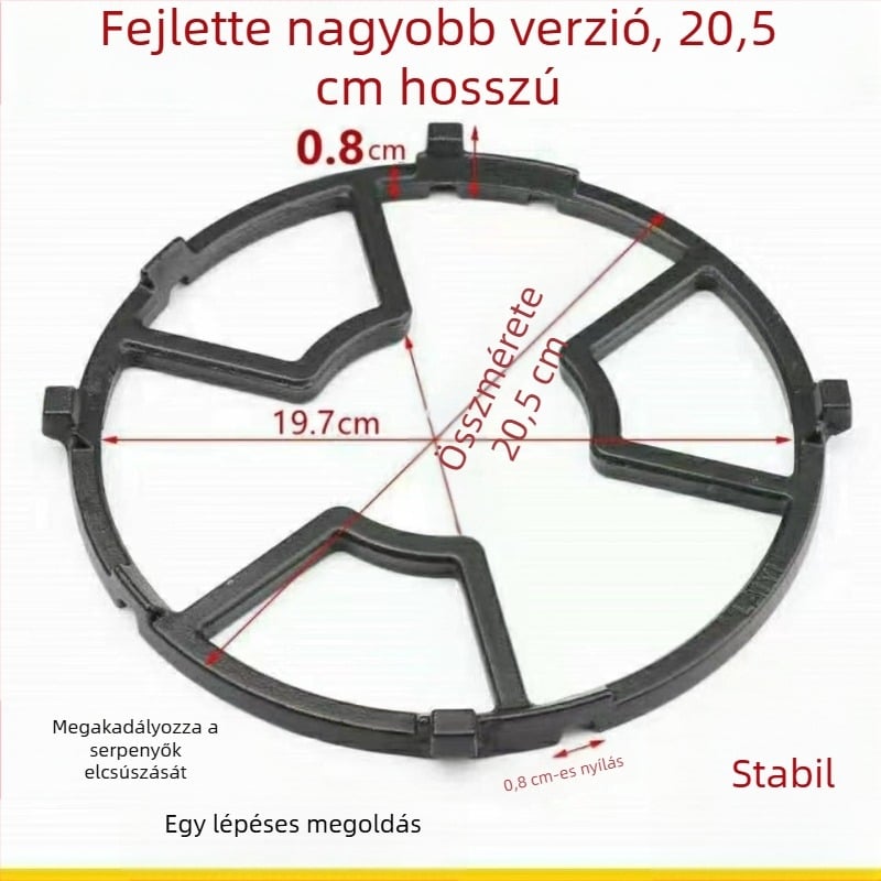 TY-large 919 egybeöntött vasból készült gázfőző tartó, beépített rögzítés, öntvény, tömeg >500 g