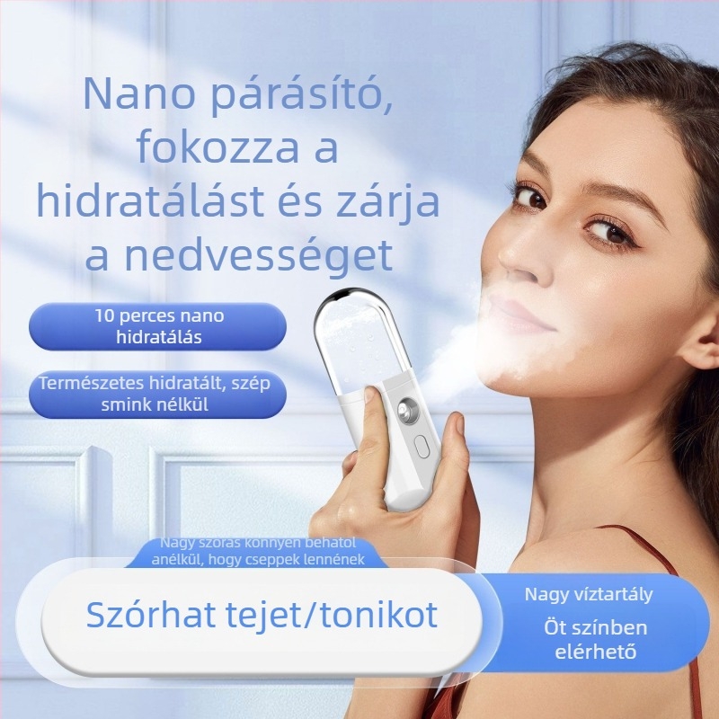Kézi hordozható nano permetező arcápoló készülék, újratölthető, ködidő >180 mp, 3. fokozat