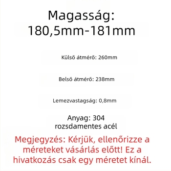 Nyomásfőző belső bevonat, 304 rozsdamentes acél, 8L kapacitás, korrózióálló, Hongte