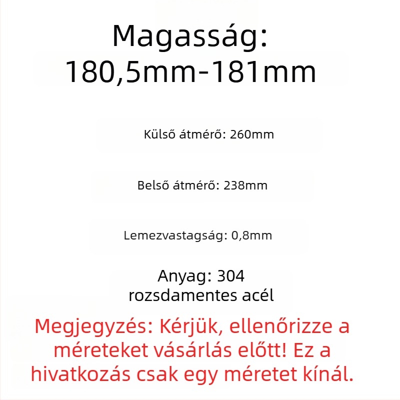 Nyomásfőző belső bevonat, 304 rozsdamentes acél, 8L kapacitás, korrózióálló, Hongte