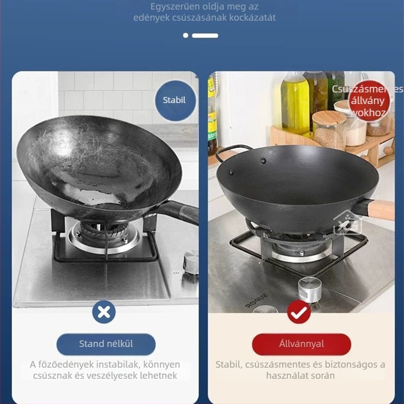 Gáztűzhely tartó és öntöttvas edényállvány, csúszásmentes felület, univerzális, modell TY-608, beépített szerelés
