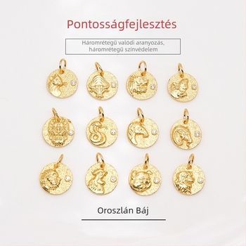DIY karkötő kiegészítő – 925 ezüst, elektroplatinálás, zodiákus kerek medál