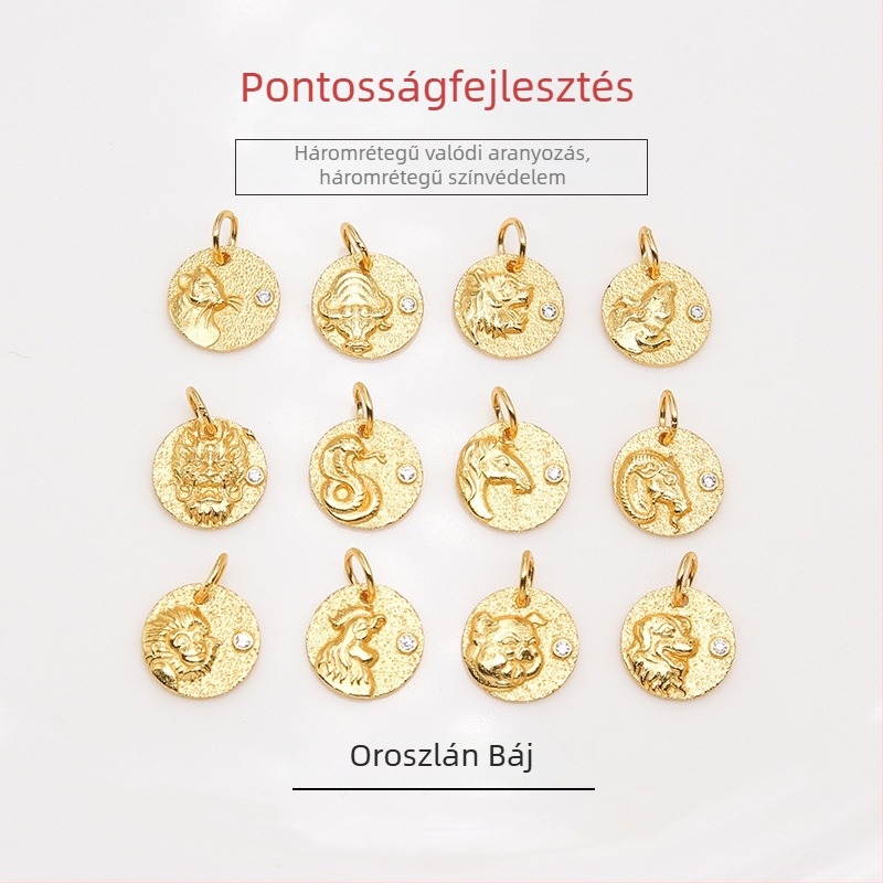 DIY karkötő kiegészítő – 925 ezüst, elektroplatinálás, zodiákus kerek medál