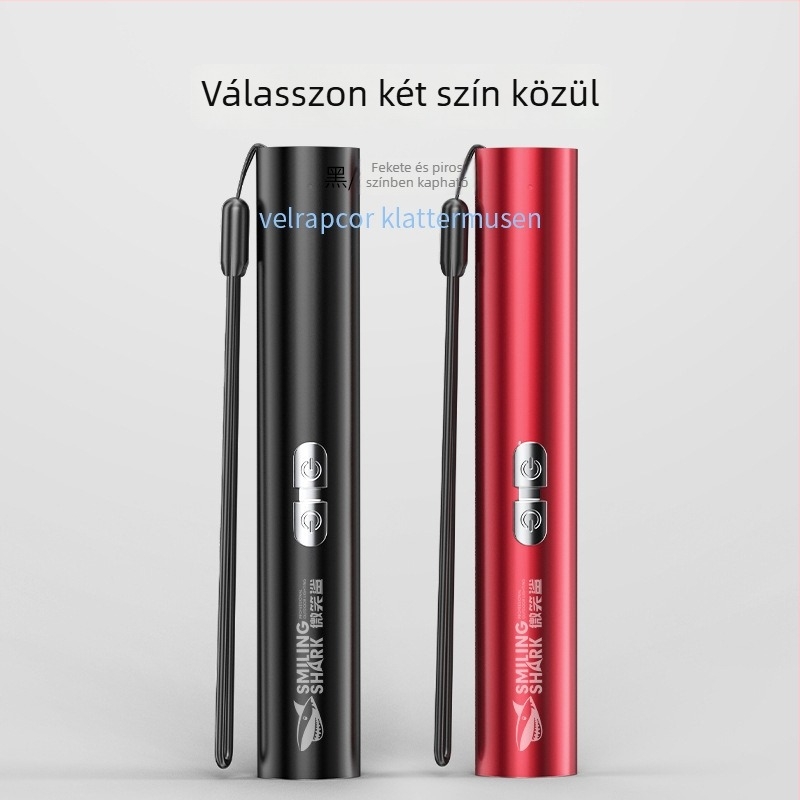 Smiling Shark újratölthető alumínium ötvözetű lézeres zseblámpa mutatóval – ultra fényes, hosszú hatótávolságú, 2 az 1-ben oktatáshoz és bemutatókhoz