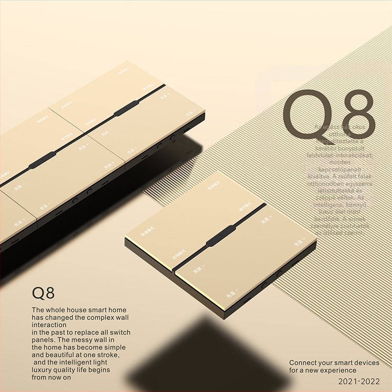 Zigbee vezeték nélküli nyolcgombos távirányító kapcsoló fényerő-szabályozással és jelenetkezeléssel