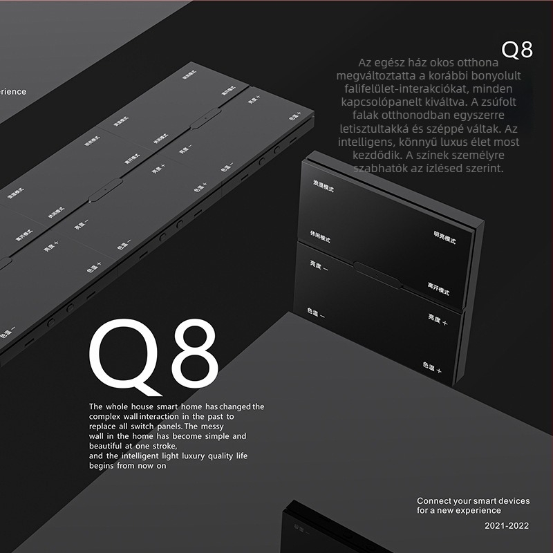 Zigbee vezeték nélküli nyolcgombos távirányító kapcsoló fényerő-szabályozással és jelenetkezeléssel