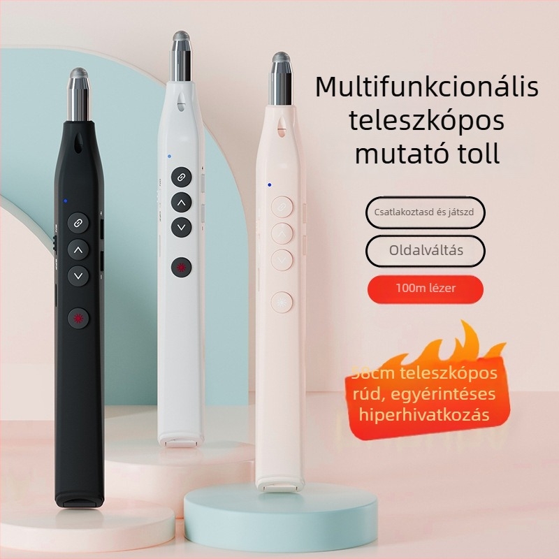 ABS-anyagú teleszkópos oldalpörgető toll, logónyomtatás elérhető, testreszabás