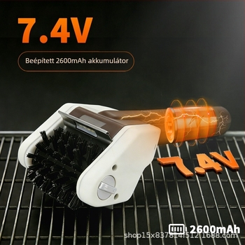 Grillkefe, rozsdamentes acél szálak, ABS markolat, elektromos, korrózióálló