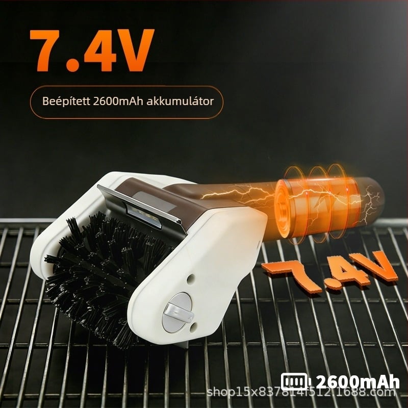 Grillkefe, rozsdamentes acél szálak, ABS markolat, elektromos, korrózióálló
