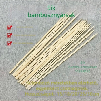 Lapos bambusz nyárs grillsütéshez, egyszer használatos, kézzel készített, DIY