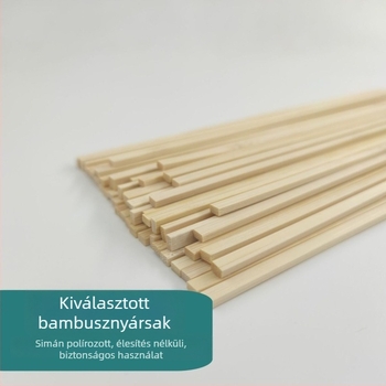 Lapos bambusz nyárs grillsütéshez, egyszer használatos, kézzel készített, DIY