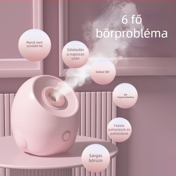 Arcgőzölő készülék arcra, meleg gőz, 5 fokozat, beépített akkumulátor 1200-2000mAh, köd idő >180 s