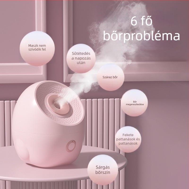 Arcgőzölő készülék arcra, meleg gőz, 5 fokozat, beépített akkumulátor 1200-2000mAh, köd idő >180 s