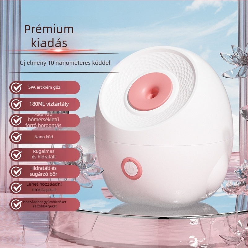 Arcgőzölő készülék arcra, meleg gőz, 5 fokozat, beépített akkumulátor 1200-2000mAh, köd idő >180 s