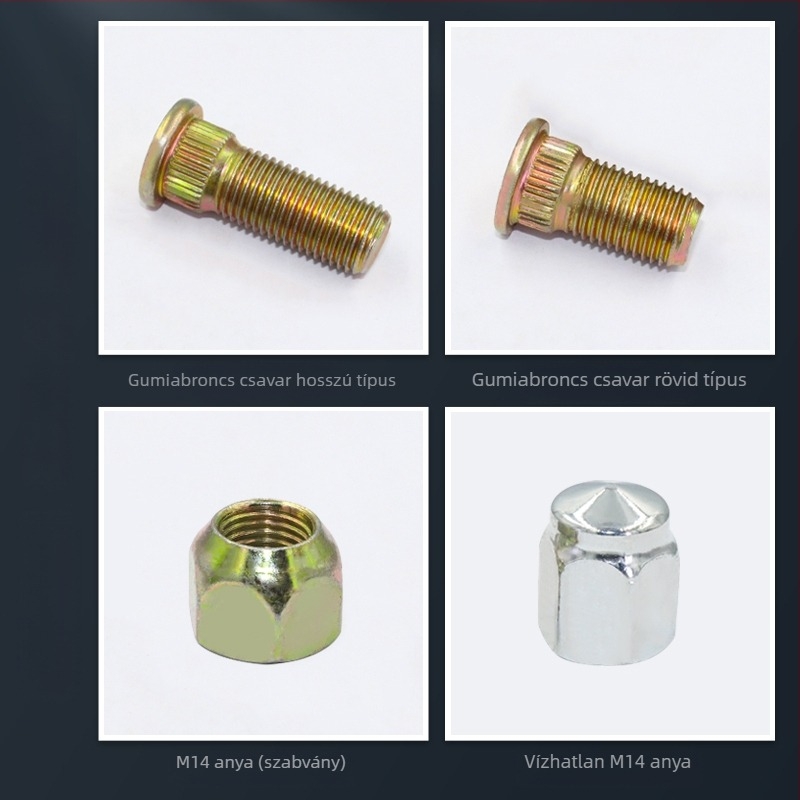 Elektromos tricikli és motorkerékpárhoz készült rögzítő készlet: hub csavarok, anyák, gumiabroncs csavarok, vízálló anyák, hátsó tengely fék dob csavarok