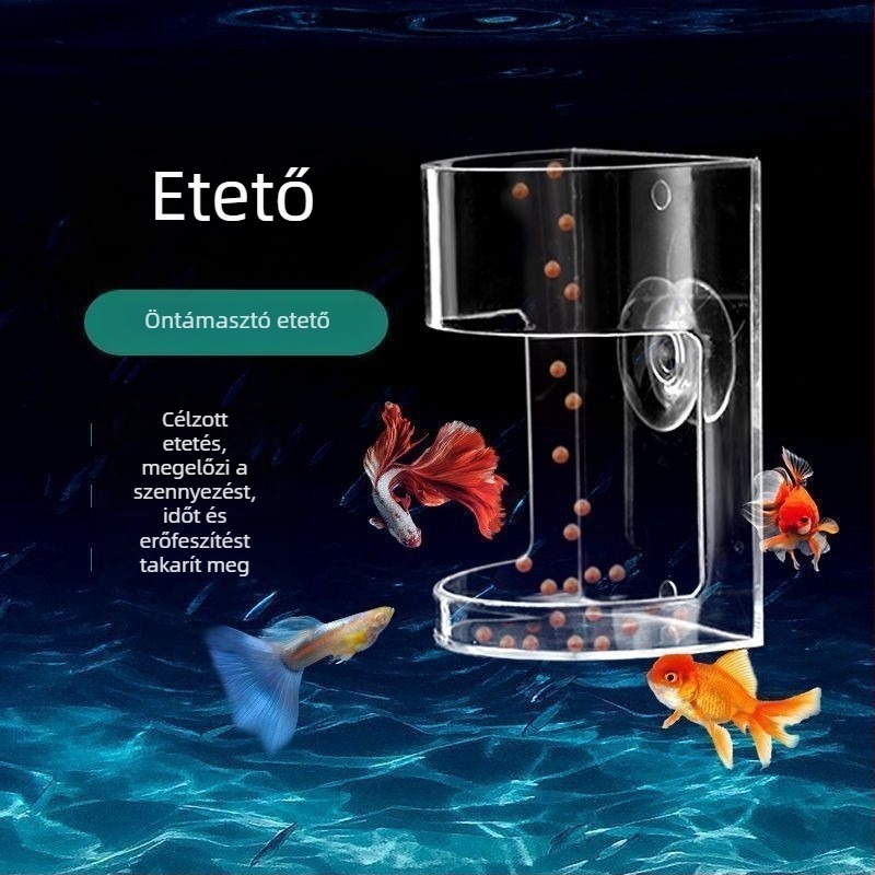 Akváriumi etető kis halak számára, megakadályozza a táplálék szétszóródását, etetőgyűrű, süllyedő átlátszó etető