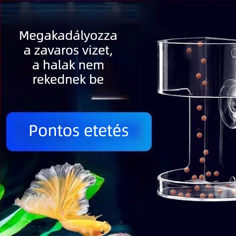 Akváriumi etető kis halak számára, megakadályozza a táplálék szétszóródását, etetőgyűrű, süllyedő átlátszó etető
