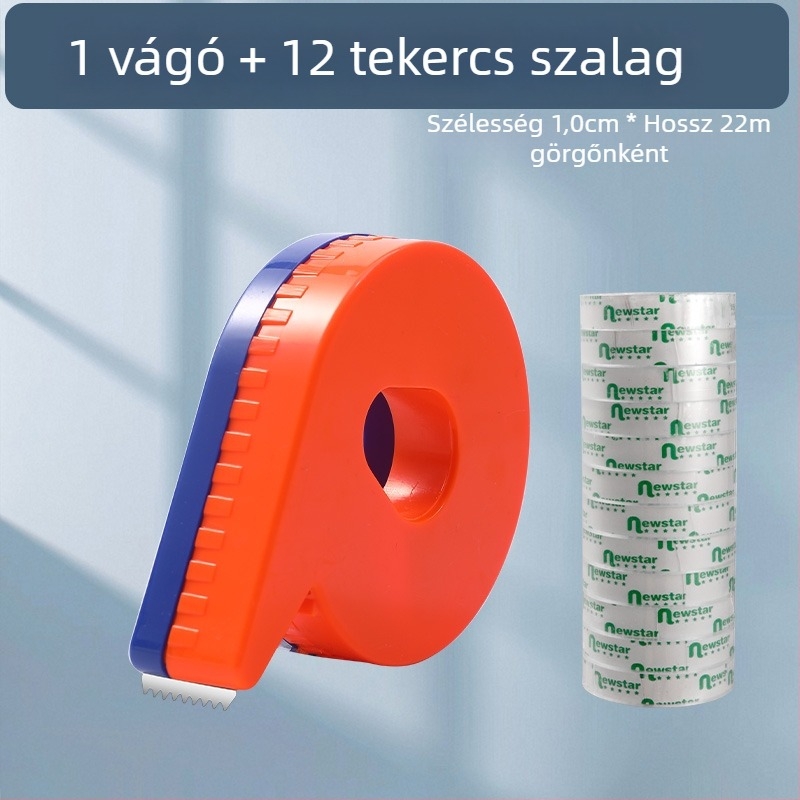 Kézi átlátszó szalagvágó, modell 985, 1 cm és 1,2 cm szélességű szalagokhoz, 12 tekercses csomag