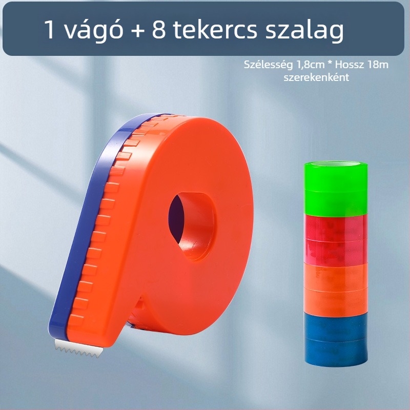 Kézi átlátszó szalagvágó, modell 985, 1 cm és 1,2 cm szélességű szalagokhoz, 12 tekercses csomag