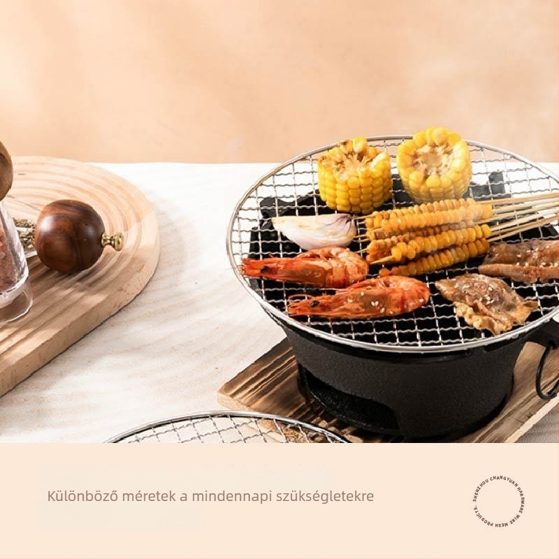 Kerek rozsdamentes acél grillháló stamping technológiával — füstmentes, korrózióálló