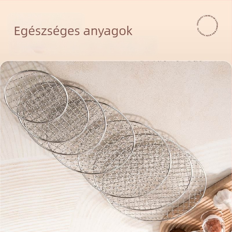Kerek rozsdamentes acél grillháló stamping technológiával — füstmentes, korrózióálló