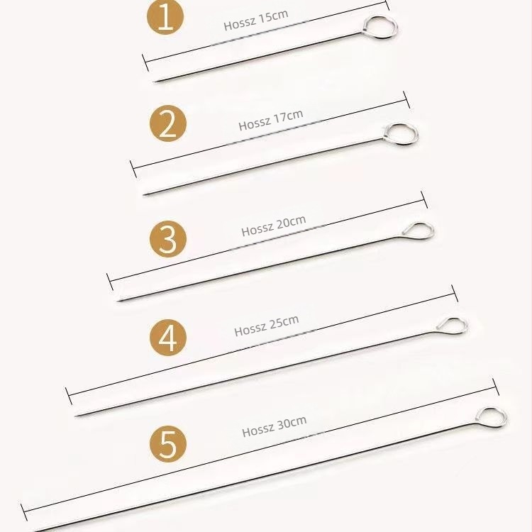 Rozsdamentes acél grillnyársak kacsa, csirke, malac és bárány sütéséhez